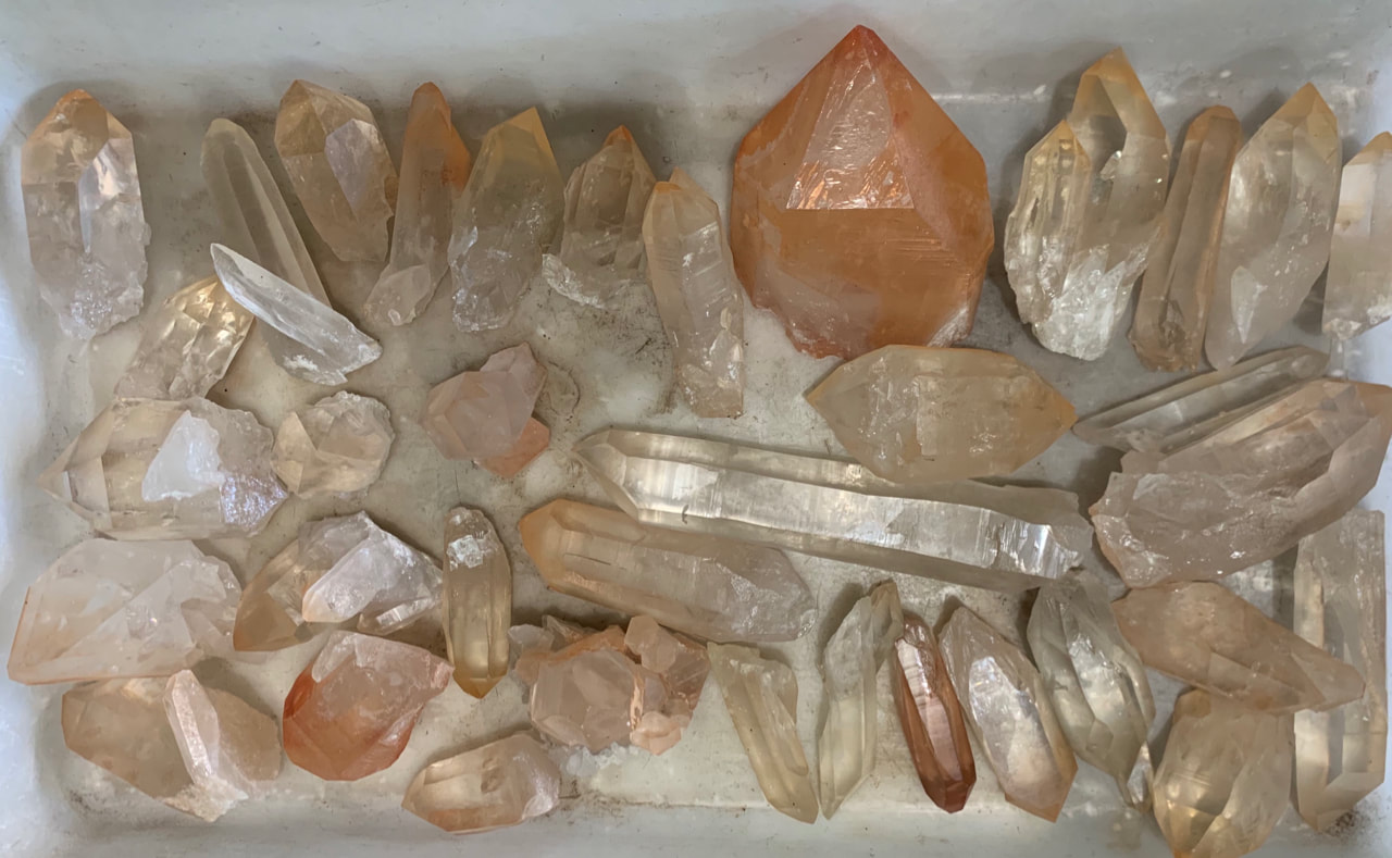 Natural Quartz Crystals with Rose and Orange Color