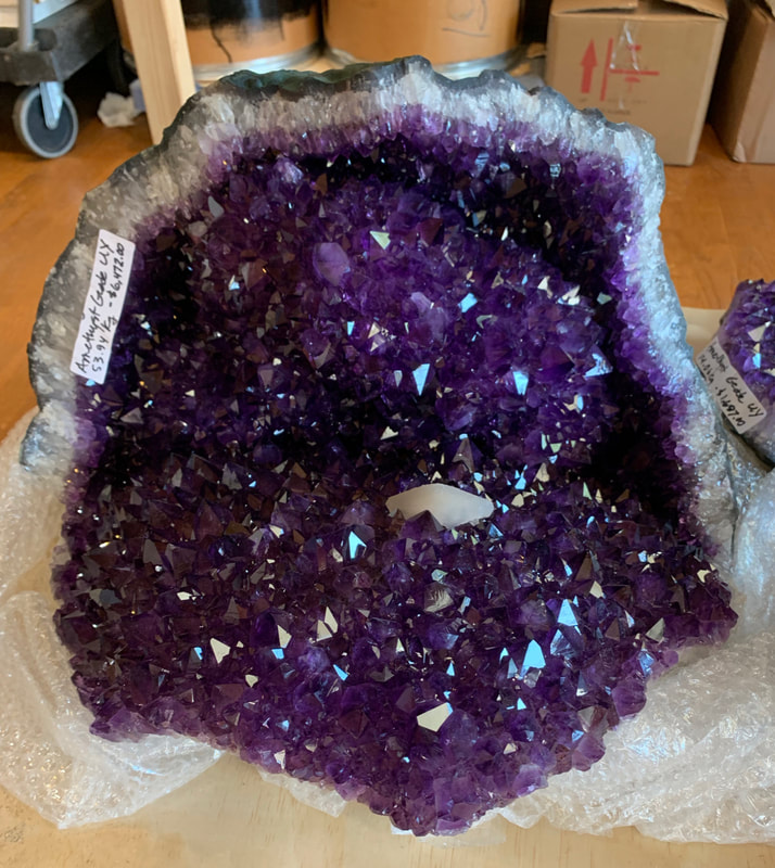 Natural Uruguayan Amethyst Geode with Calcite Crystal - no cement!